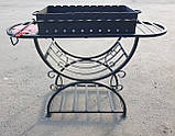 Мангал на 10 шампурів, сталь 4 мм, з двома боковими столиками (жаровня + стійка радіусна), фото 5