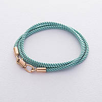Шелковый голубой шнурок с золотой гладкой застежкой (2мм) кол01012 Оникс 30 NX, код: 6734119