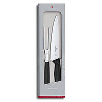 Кухонный набор нож и вилка Victorinox SwissClassic Carving Set Чёрный (6.7133.2G) SM, код: 2589494