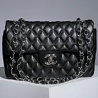 Chanel 2.55 Black Silver 25 х 16 х 7 см женские сумочки и клатчи хорошее качество хорошее качество