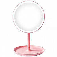 Настольное зеркало с LED подсветкой и подставкой под украшения Mine 28х18 см Розовый (hub_lt5 TP, код: 7784206