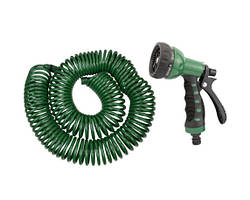 Набір для поливу, шланг спіральний 30м, конектор 1/2*2шт, 1/2"×3/4", пістолет 7функцій GRAD 5019085
