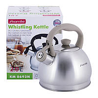 Чайник со свистком серый 2л из нержавеющей стали KL225941 Kamille KV, код: 8398336