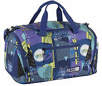 Спортивная сумка Paso 17-019UE 22L Синяя с принтом UP, код: 7927684