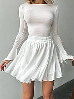 Стильная женская юбка мини теннисная черная/белая, мод 313