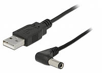 Кабель живлення пристроїв Lucom USB2.0 A-Jack DC M M 5.5x2.5mm Power 1.5m 90° чорний (25.02.5 FG, код: 7454126