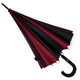 Жіноча парасолька-тростина на 16 спиць із контрастними секторами напівавтомат від фірми Toprain бордова SC, код: 8324149, фото 4