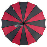 Жіноча парасолька-тростина на 16 спиць із контрастними секторами напівавтомат від фірми Toprain бордова SC, код: 8324149, фото 5