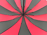 Жіноча парасолька-тростина на 16 спиць із контрастними секторами напівавтомат від фірми Toprain бордова SC, код: 8324149, фото 6