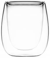 Набір склянок із подвійними стінками для еспресо 80 мл 2 шт h-7,3 см боросилікатне скло Arde NX, код: 6601221