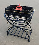 Мангал на 10 шампурів, сталь 4 мм, з переднім столиком (жаровня + стійка радіусна), фото 2