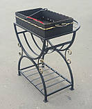 Мангал на 10 шампурів, сталь 4 мм, з переднім столиком (жаровня + стійка радіусна), фото 6
