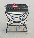 Мангал на 10 шампурів, сталь 4 мм, з переднім столиком (жаровня + стійка радіусна), фото 9