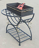 Мангал на 10 шампурів, сталь 4 мм, з переднім столиком (жаровня + стійка радіусна), фото 4