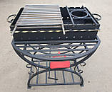 Мангал на 10 шампурів, сталь 4 мм, з переднім столиком (жаровня + стійка радіусна), фото 10