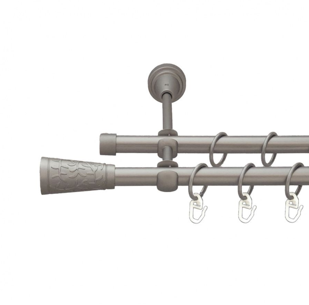 Карниз кований для штор подвійний сатин Севилия 16мм діаметр гладка комплект, фото 1