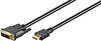 Кабель монітора-адаптер Goobay HDMI-DVI M M 2.0m 18+1 D5.5mm Gold чорний (75.05.1580) BB, код: 7454709