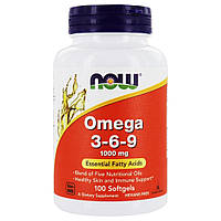 Omega 3-6-9 Now Foods 1000 мг 100 гелевых капсул BK, код: 7701623