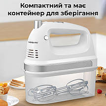 Ручний міксер з підставкою 2 в 1 5 режимів швидкості з 2 насадками Sokany SK-6631 300 Вт, фото 5