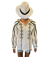 Вышиванка женская со вставками макраме Esq 5686, стильная блузка с вышивкой и кружевом M