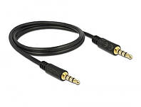 Кабель аудіо-сигнальний Delock Jack 3.5mm 4pin M M 1.0m Stereo 1:1 AWG24 AUX Gold чорний (70 BB, код: 7455576