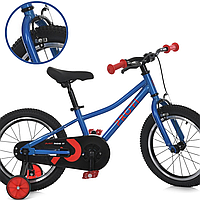 Велосипед детский 16 дюймов с дополнительными колесами Profi MB 1607-2 синий