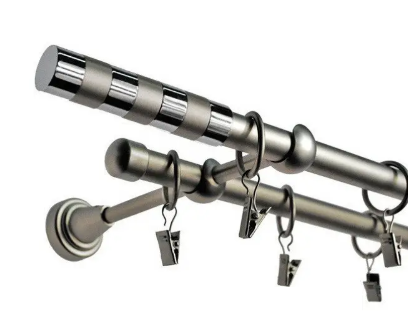 Карниз кований для штор подвійний сатин Сигма 16мм діаметр гладка комплект, фото 1