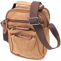 Стильная мужская сумка из плотного текстиля 21245 Vintage Коричневая PS, код: 7803872