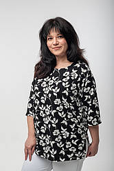 Туніка жіноча легка у квітково-рослинний принт, штапель