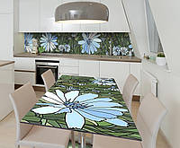 Наклейка виниловая на стол Zatarga Голубые Цветы витраж 650х1200 мм FE, код: 5570354