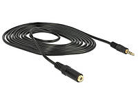 Кабель аудіо-подовжувач Delock Jack 3.5mm 4pin M F 2.0m AWG24 AUX Gold чорний (70.08.4667) PK, код: 7455537