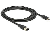 Кабель Delock FireWire 4p-6p M M 1.8m AWG28 D5.5mm 400Mbps Черный (70.08.2577) FG, код: 8345715