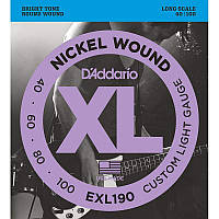 Струны для бас-гитары D'Addario EXL190 Nickel Wound Custom Light Electric Bass Strings 40 100 ES, код: 6555998