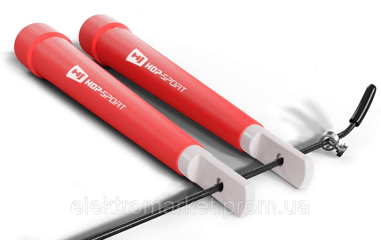 Скакалка Hop-Sport Crossfit с пластиковыми ручками HS-P010JR красная ET, код: 6596870 - фото 2 - id-p2159549512