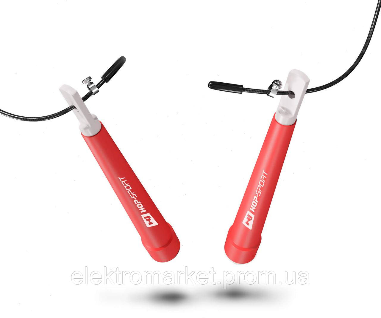 Скакалка Hop-Sport Crossfit с пластиковыми ручками HS-P010JR красная ET, код: 6596870 - фото 3 - id-p2159549512