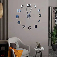 Большие настенные 3D часы 50 см ЧЕРНЫЙ И СЕРЫЙ ZH172520 | Бесшумные часы