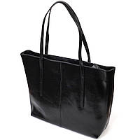 Функциональная сумка шоппер из натуральной кожи 22095 Vintage Черная PZ, код: 8398384