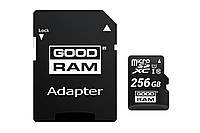 Картка пам'яті MicroSDXC 256 GB UHS-I Class 10 Goodram + SD-adapter (M1AA-2560R12) BK, код: 1901195