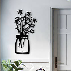 Настінний декор для кімнати, декоративне панно з дерева "Ніжні Квіти", інтер'єрна картина 25x13 см