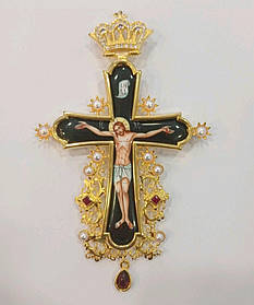 Хрест наперсний наградний з камінням та емаллю для священика