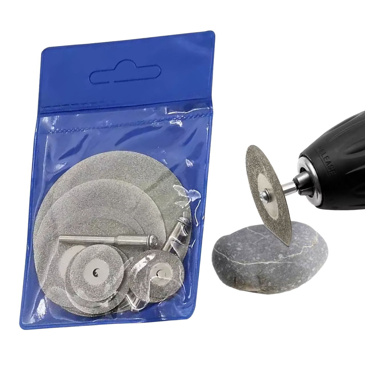 Круг відрізний алмазний набір 16-60 мм 10 шт +2 штанги тримач насадка на гавер дриль Dremel, фото 1