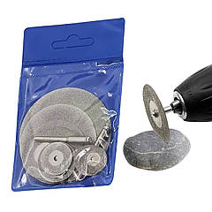 Круг відрізний алмазний набір 16-60 мм 10 шт +2 штанги тримач насадка на гавер дриль Dremel