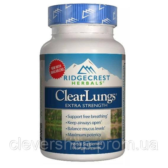 Комплекс для профілактики дихальної системи RidgeCrest Herbals Clear Lungs Extra Strength 6 CS, код: 7683403