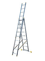 Лестница алюминиевая MASTERTOOL 3-х секционная 3х9 ступеней h 6200 мм (79-1309) BX, код: 8216548