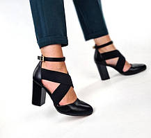 Чорні жіночі туфлі, босоніжки жіночі чорні на каблукі 37-40