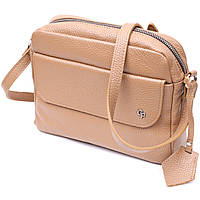 Женская сумка кросс-боди из натуральной кожи GRANDE PELLE 11652 Бежевая GT, код: 8323886
