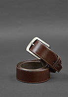 Кожаный ремень 40 мм коричневый с темно-бежевой нитью BlankNote TP, код: 8132859