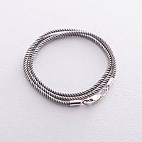 Шелковый серый шнурок с гладкой серебряной застежкой (2мм) 18495 Оникс 50 XN, код: 6733989