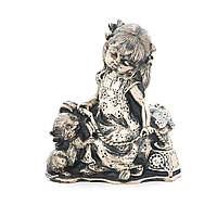 Серебряная фигура ручной работы Девочка с котенком сер00055 Оникс EV, код: 6841080