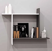 Полки на стену навесные, полочки для книг настенные декоративные в офис и гостинную Белый-Антрацит